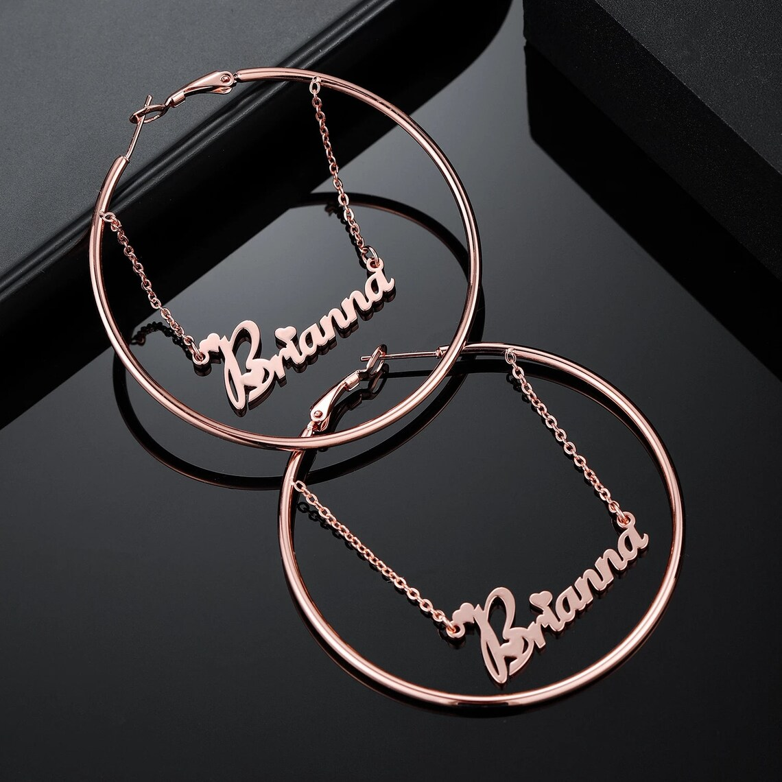 60mm/40mm Personalized Gold Plated Hoop Name Earring -silviax