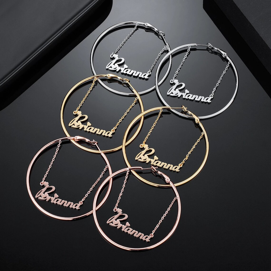 60mm/40mm Personalized Gold Plated Hoop Name Earring -silviax