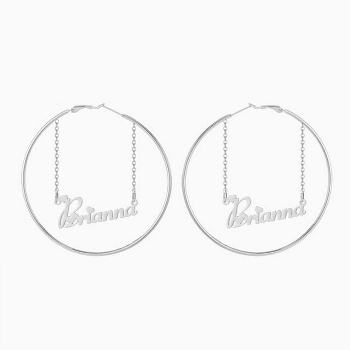 60mm/40mm Personalized Gold Plated Hoop Name Earring -silviax