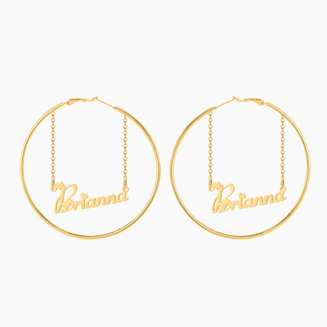 60mm/40mm Personalized Gold Plated Hoop Name Earring -silviax