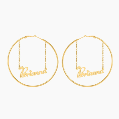 60mm/40mm Personalized Gold Plated Hoop Name Earring -silviax