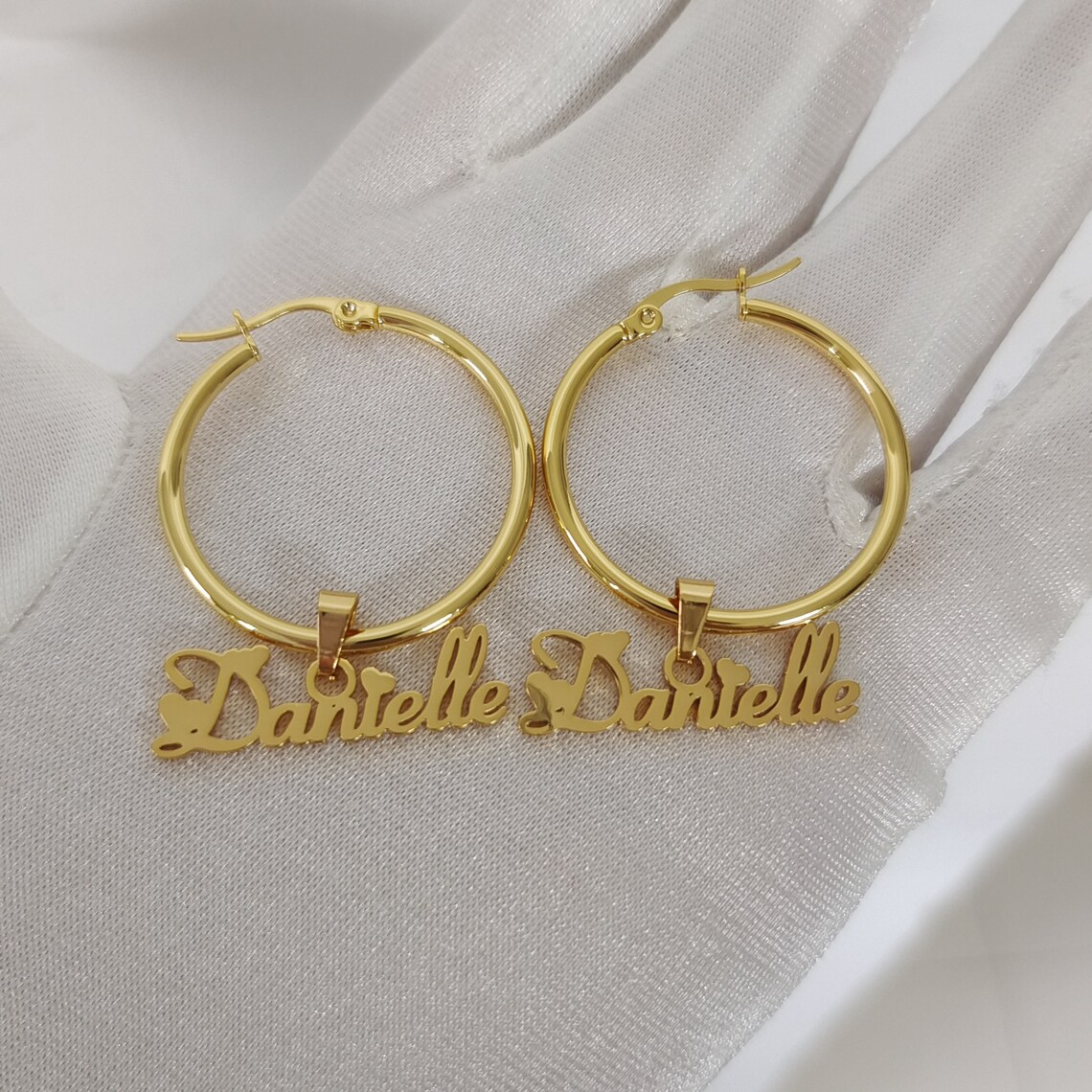 Heart Copper 925 Sterling Silver Personalized Custom Name Earrings -silviax