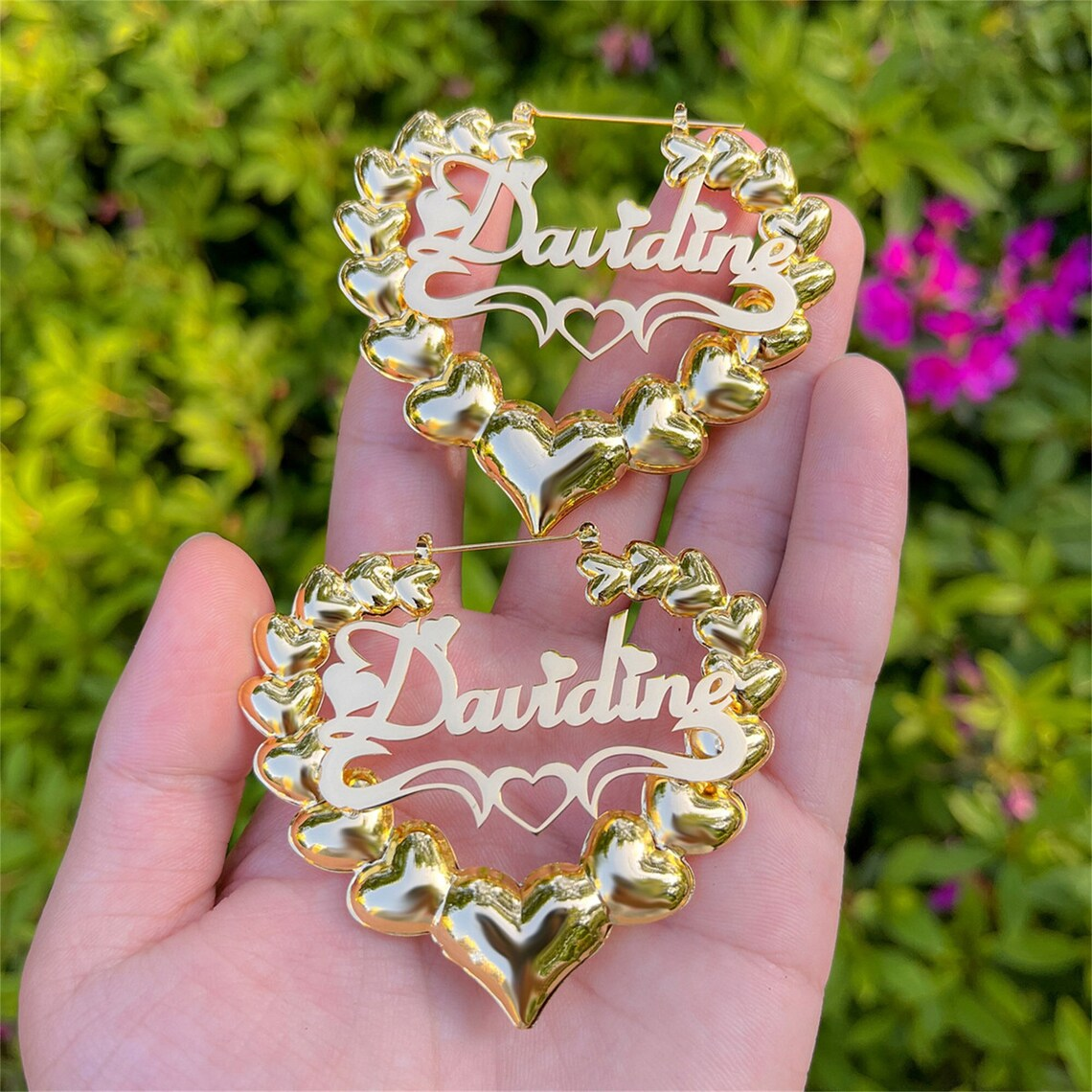 Heart Earring Personalized Custom Gold Plated Name Earrings -silviax