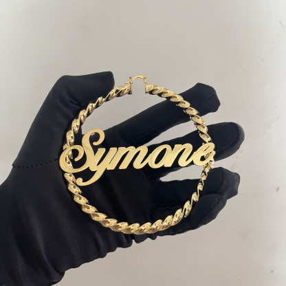 Personalized Twist Hoop Earring Fashion Name Earrings -silviax
