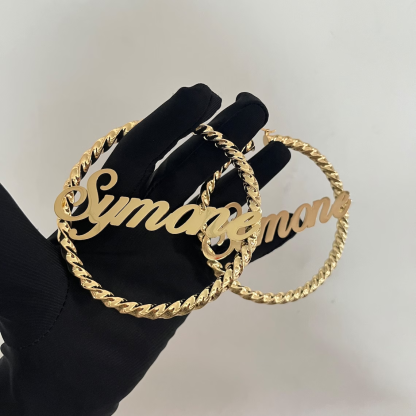 Personalized Twist Hoop Earring Fashion Name Earrings -silviax