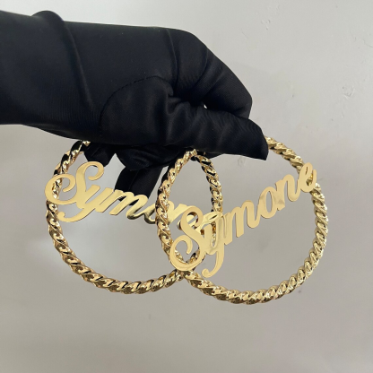 Personalized Twist Hoop Earring Fashion Name Earrings -silviax
