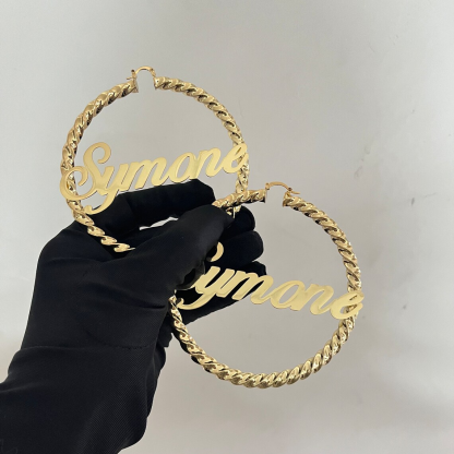 Personalized Twist Hoop Earring Fashion Name Earrings -silviax
