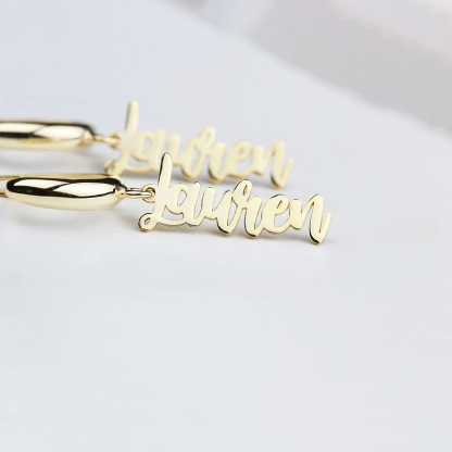Gold Plate Nameplate Personalized Custom Name Earrings
