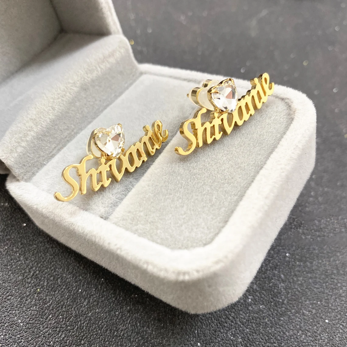 Bithstone Earrings Nameplate Personalized Custom Name Earrings