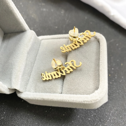Bithstone Earrings Nameplate Personalized Custom Name Earrings