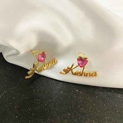 Bithstone Earrings Nameplate Personalized Custom Name Earrings