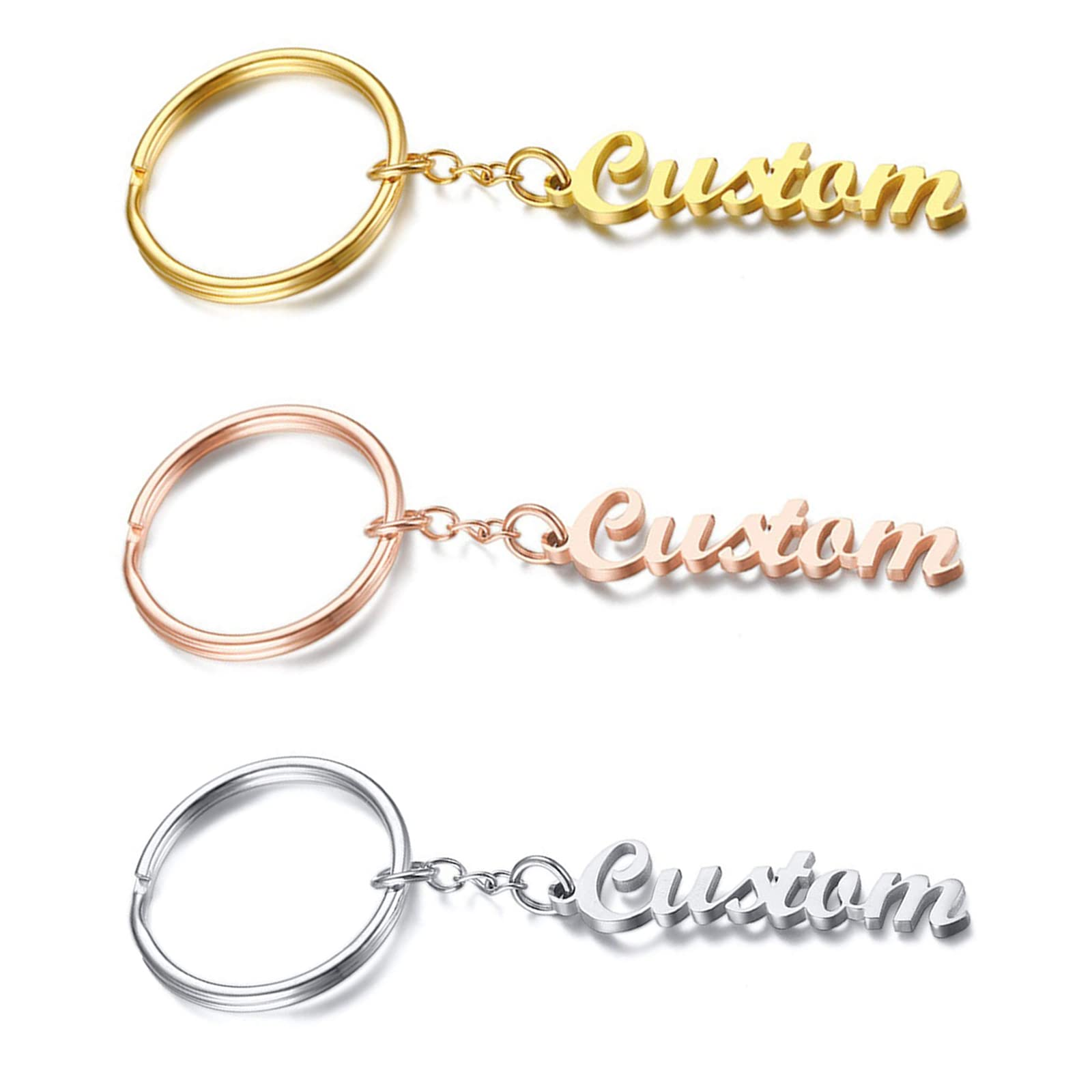 Engraved Letters Gold Plate Personalized Name Key Chain