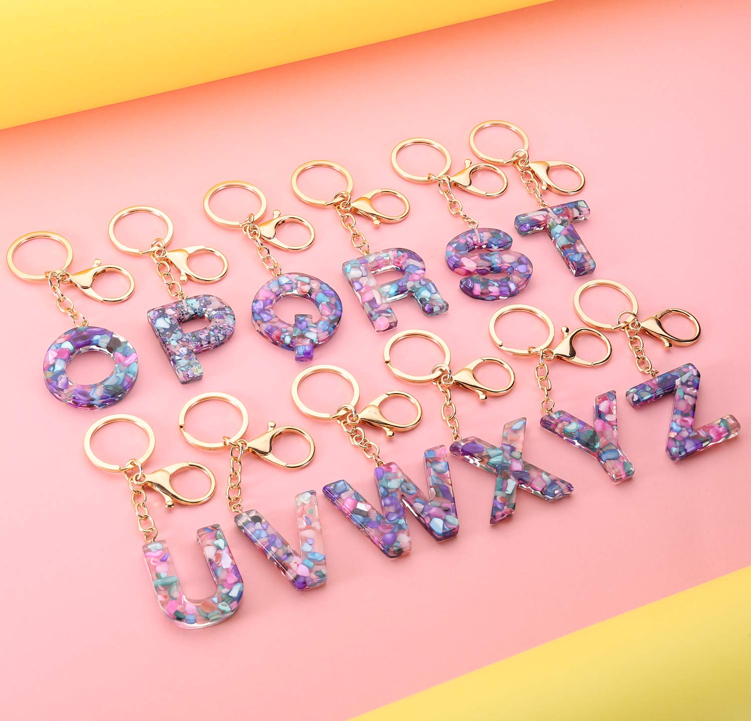 Lenlorry Letter A-Z Keychain Cute Crystals Keyring Initial Key Ring
