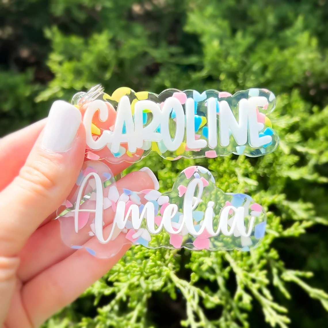 Cute Terrazzo Acrylic Keyring Personalized Custom Name Keychain