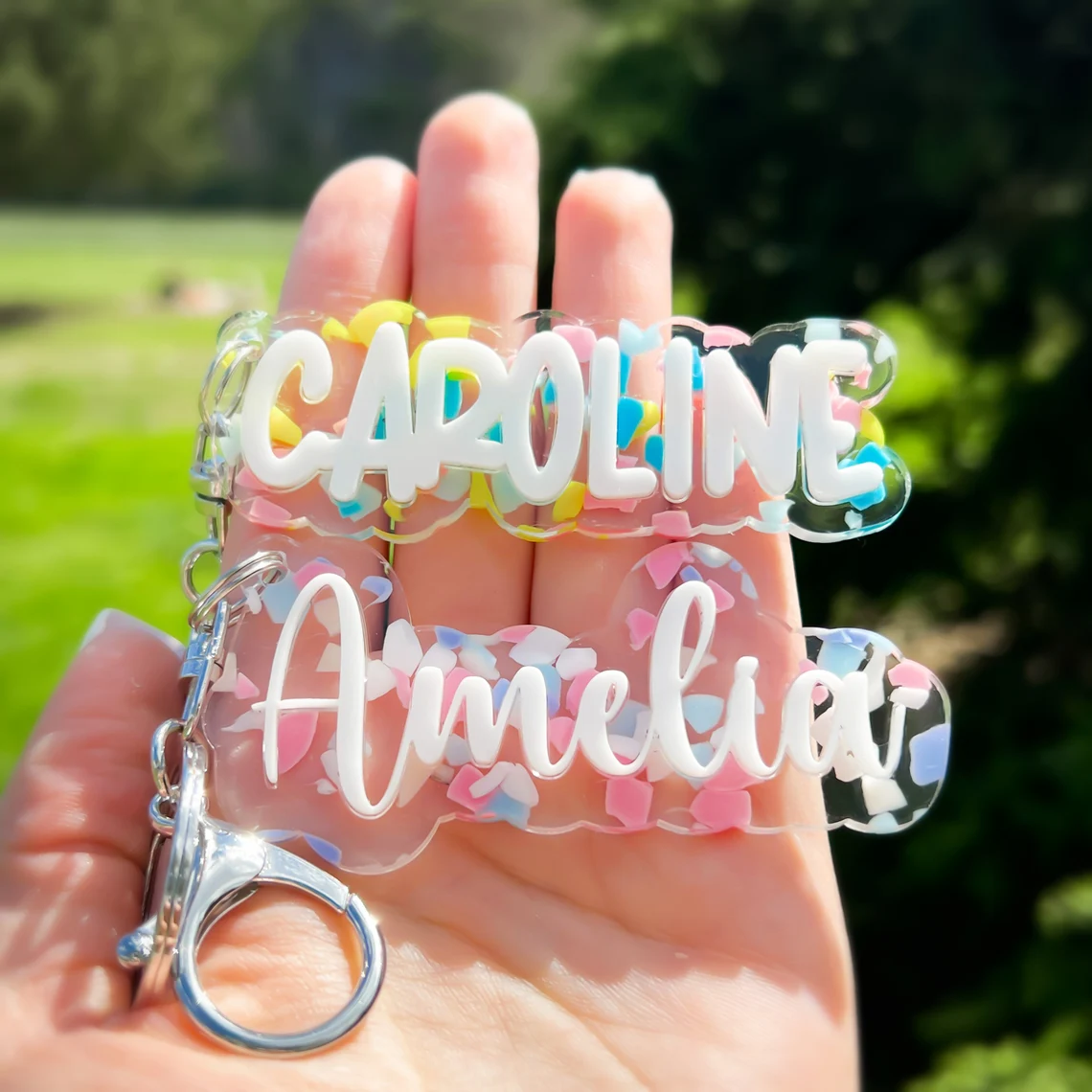 Cute Terrazzo Acrylic Keyring Personalized Custom Name Keychain
