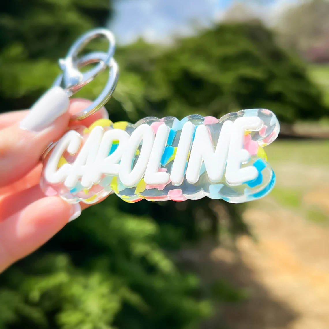 Cute Terrazzo Acrylic Keyring Personalized Custom Name Keychain