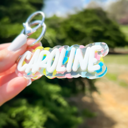 Cute Terrazzo Acrylic Keyring Personalized Custom Name Keychain 