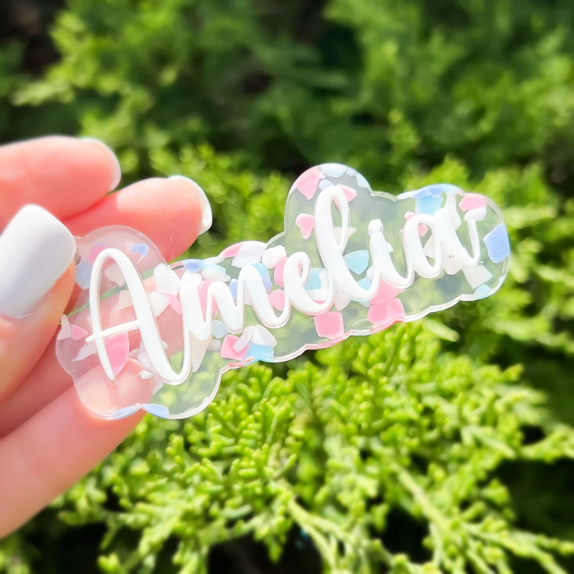 Cute Terrazzo Acrylic Keyring Personalized Custom Name Keychain