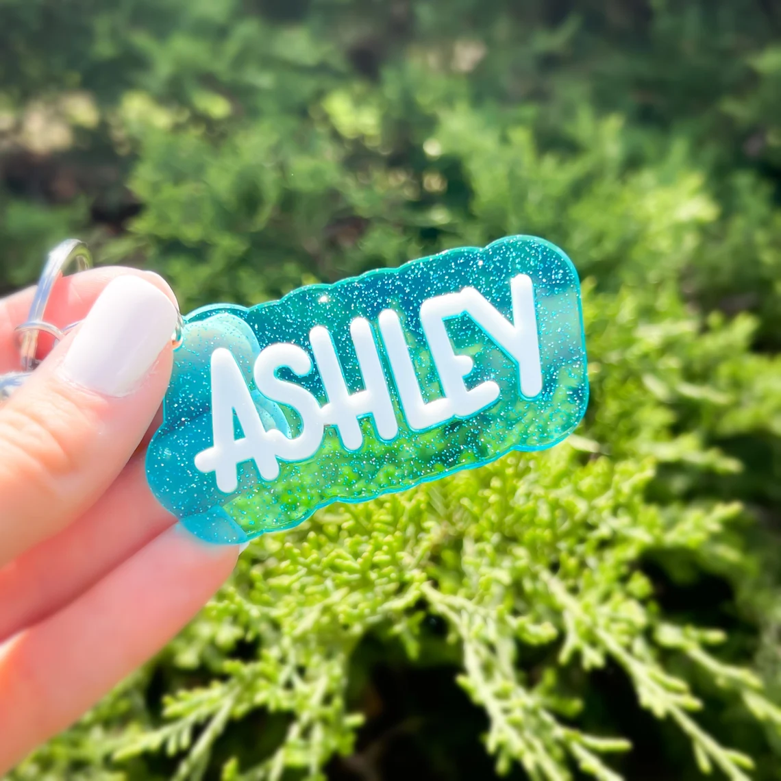 Sparkle Acrylic Retro Keyring Back to School 3D Personalized Name Keychain