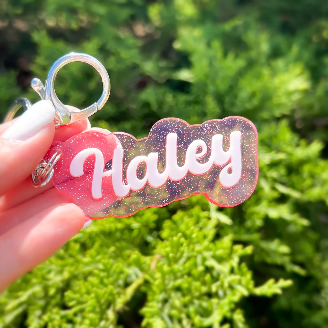 Sparkle Acrylic Retro Keyring Back to School 3D Personalized Name Keychain