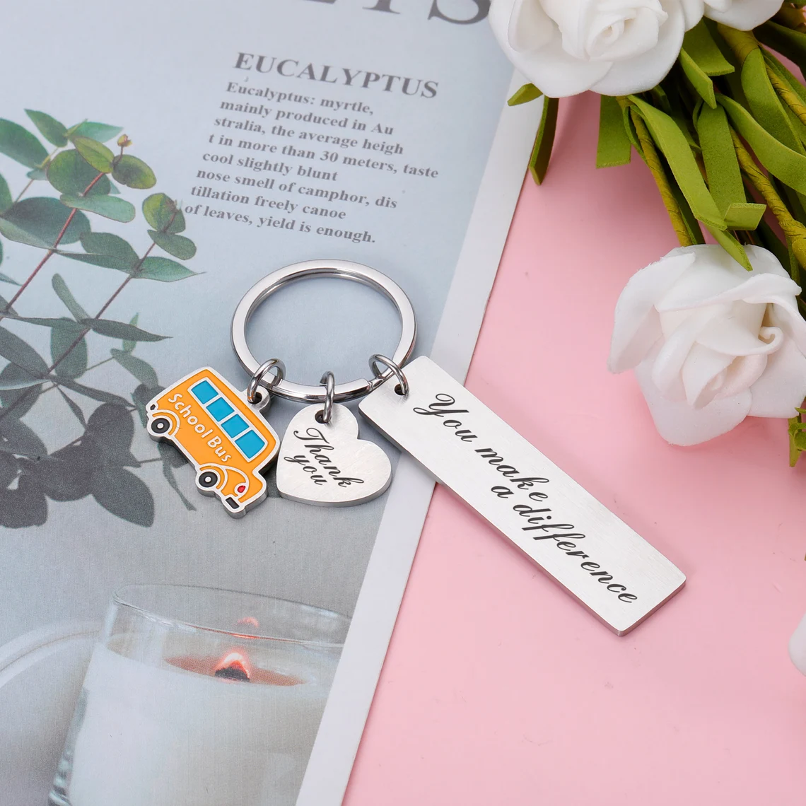School Bus Keyring Back to School Gifts Personalized Keychain