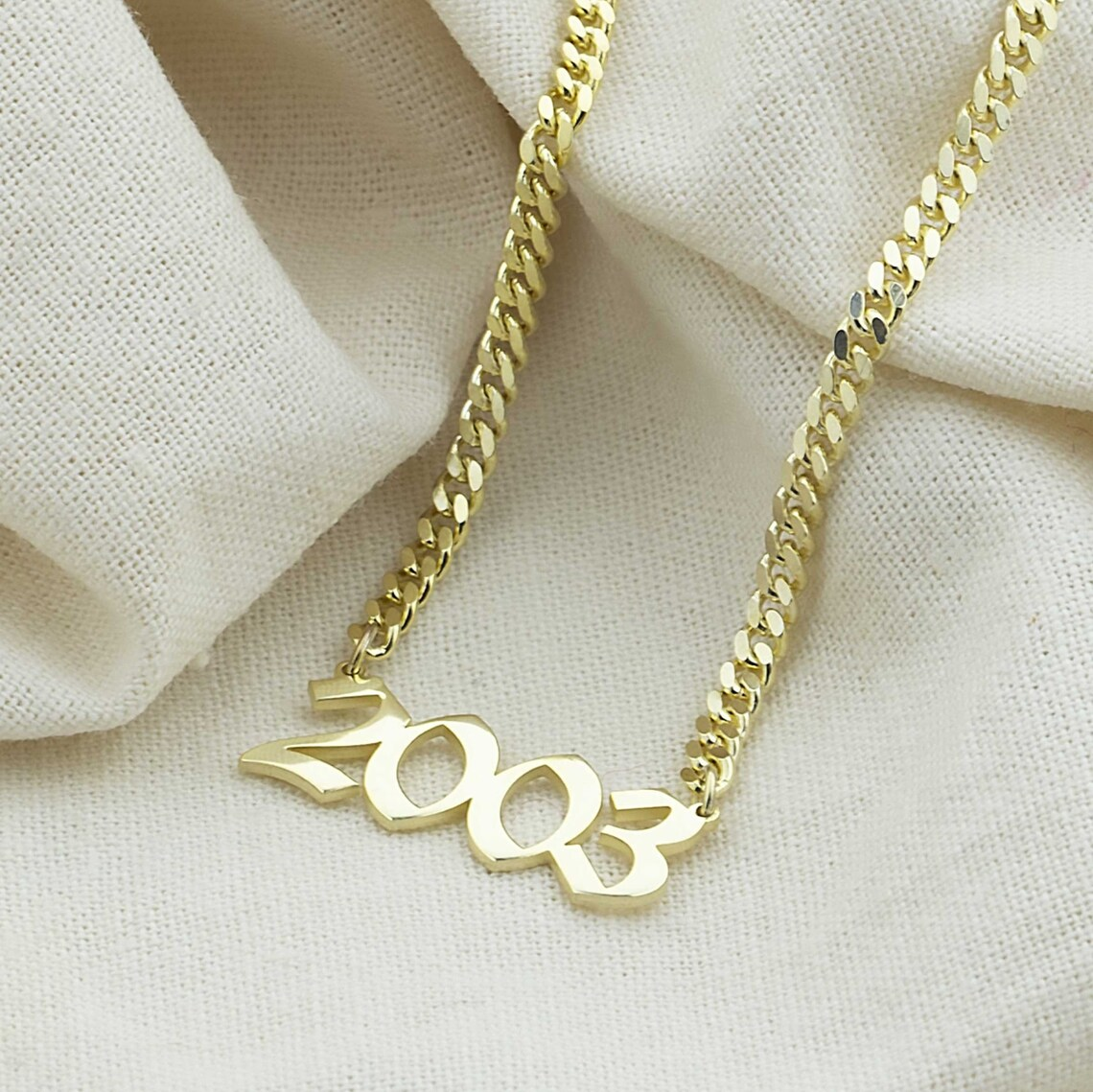 Birth Year Personalized Custom Old English Number Necklace -silviax