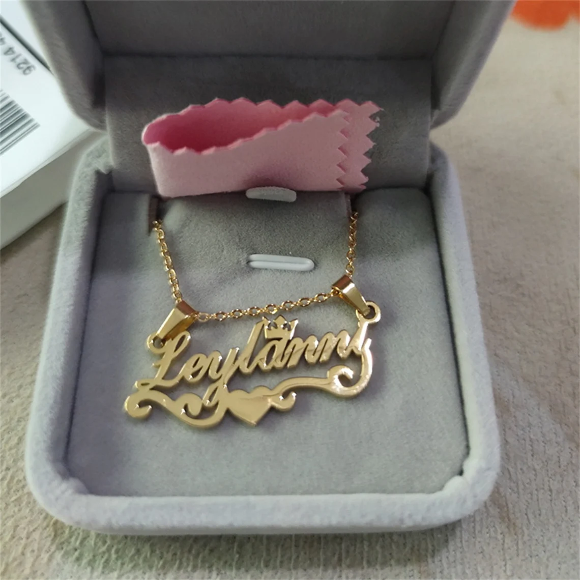 Crown Heart Personalized Custom Gold Plated Name Necklace Gift For Kids Baby-silviax