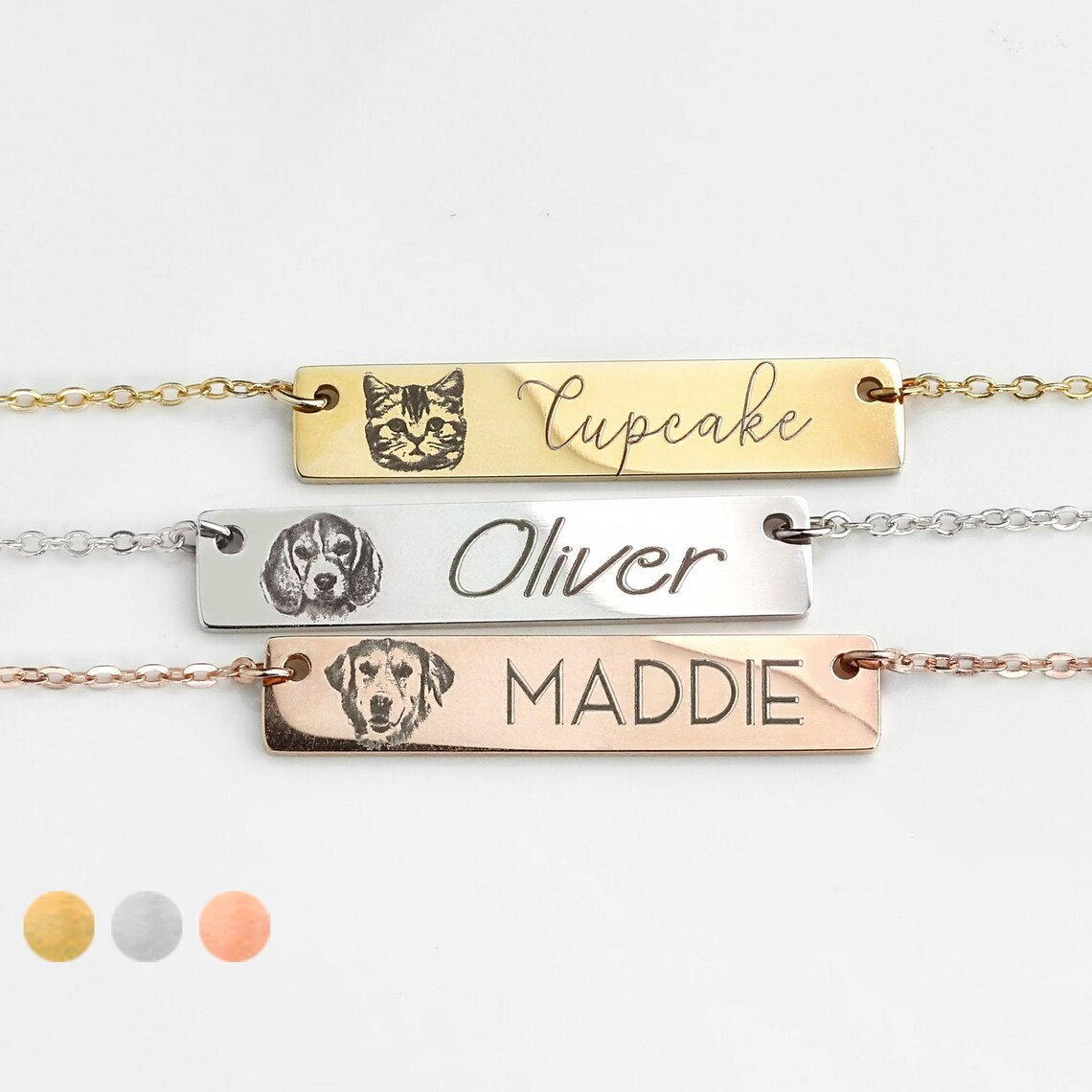 Photo Name Necklace Personalized Custom Rectangle Pet Memorial Necklace-silviax