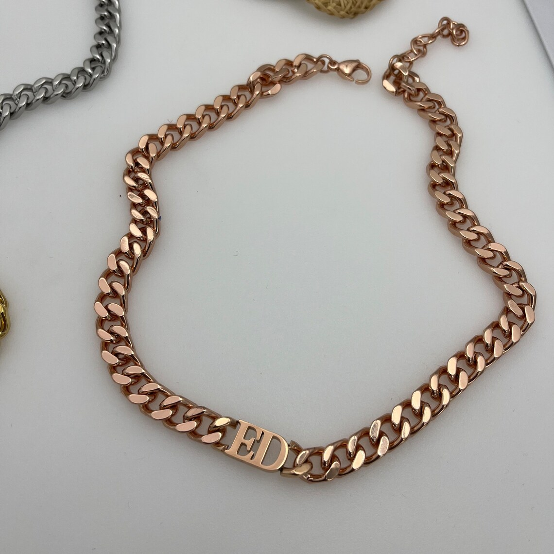 Cuban Chain Bold Letter Personalized Custom Vintage Necklace-silviax