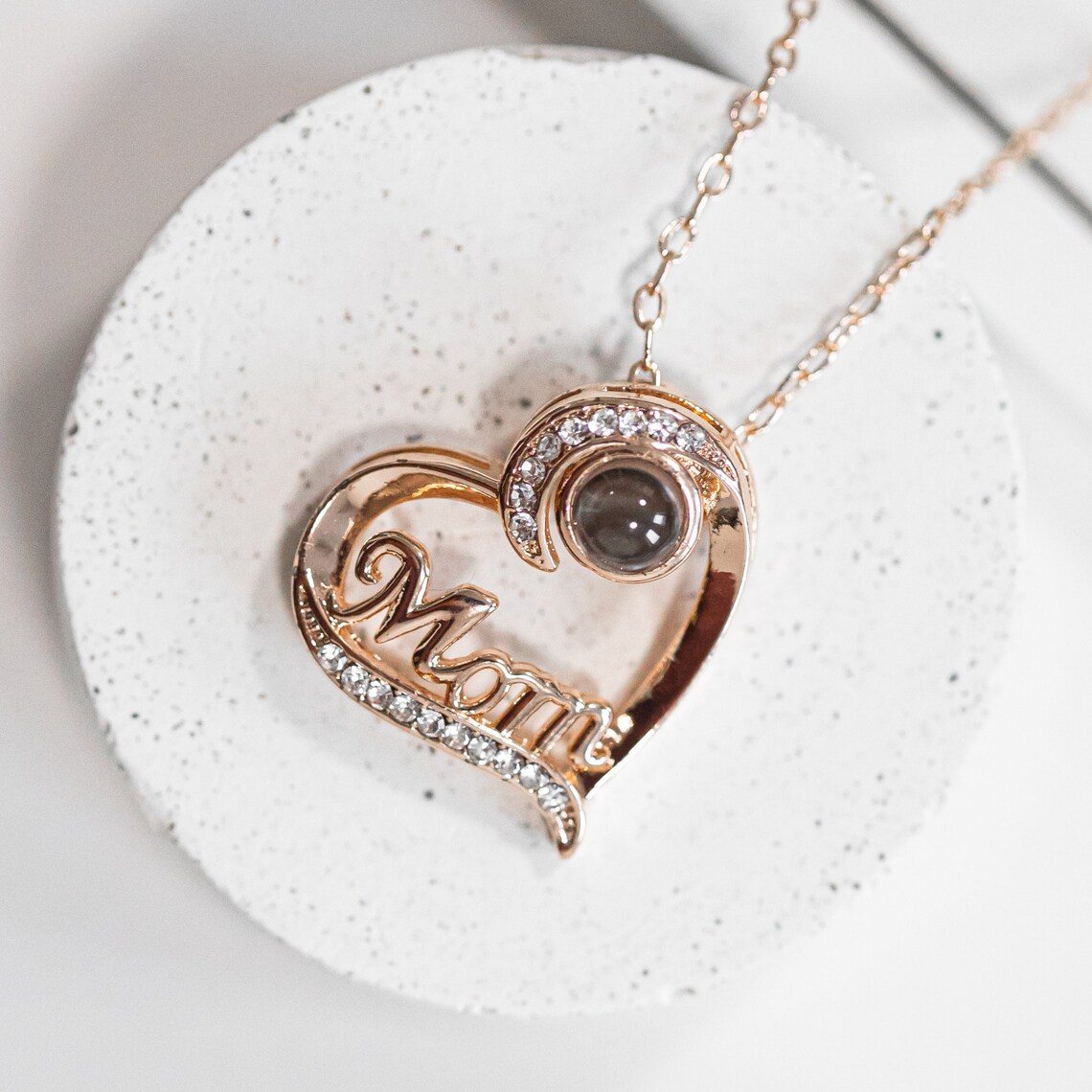 Heart Pendant Custom Photo Projection Necklace For Mom-silviax
