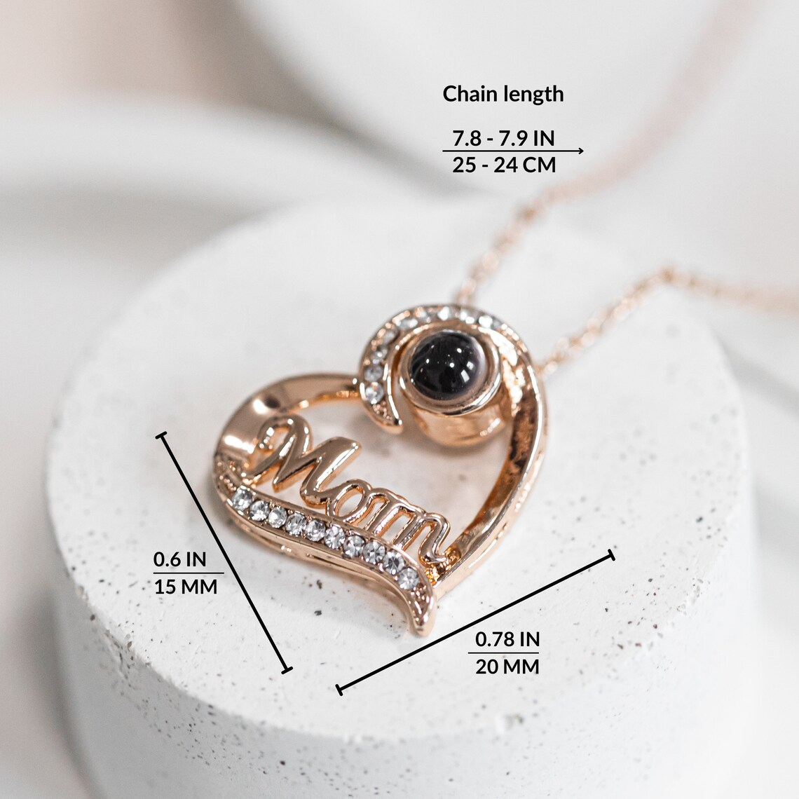 Heart Pendant Custom Photo Projection Necklace For Mom-silviax