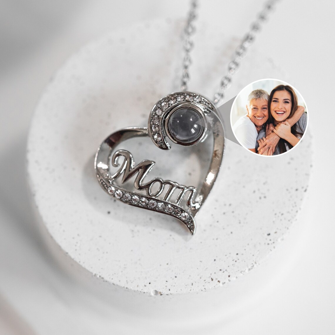 Heart Pendant Custom Photo Projection Necklace For Mom-silviax