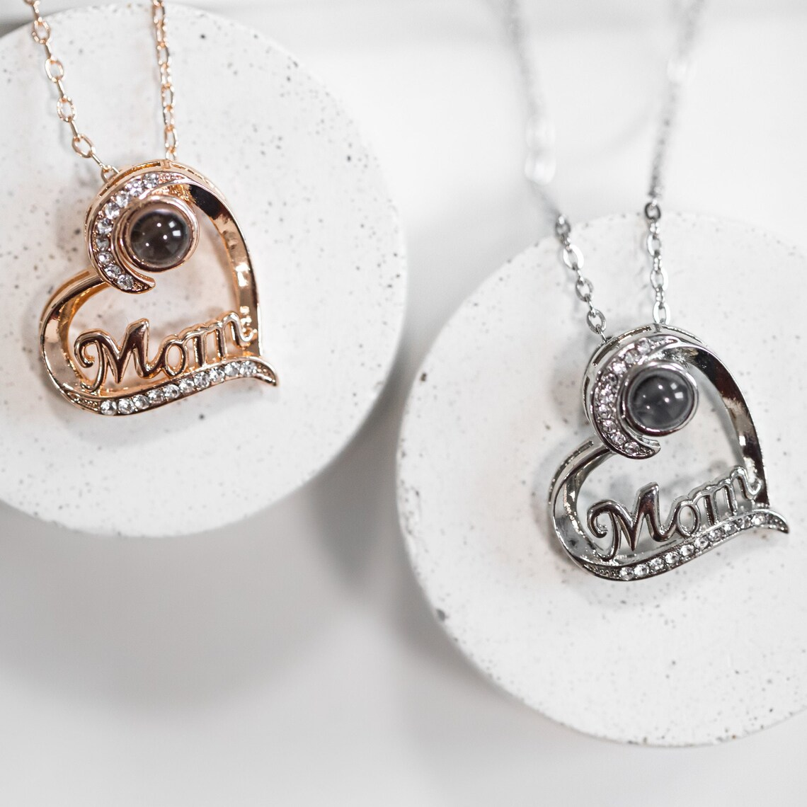 Heart Pendant Custom Photo Projection Necklace For Mom-silviax