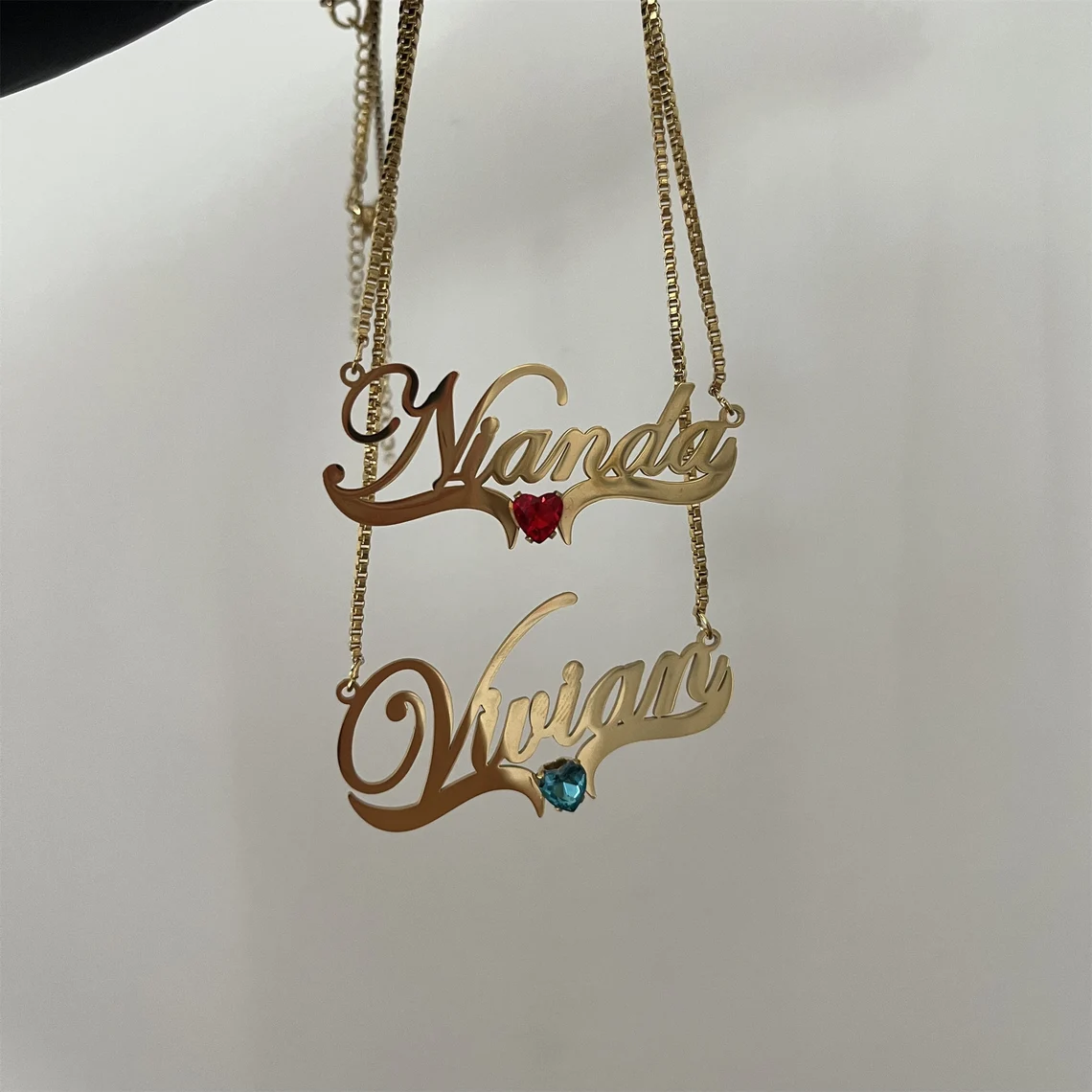 Box Chain Heart Birthstone Personalized Custom Name Necklace Birthday Gifts-silviax