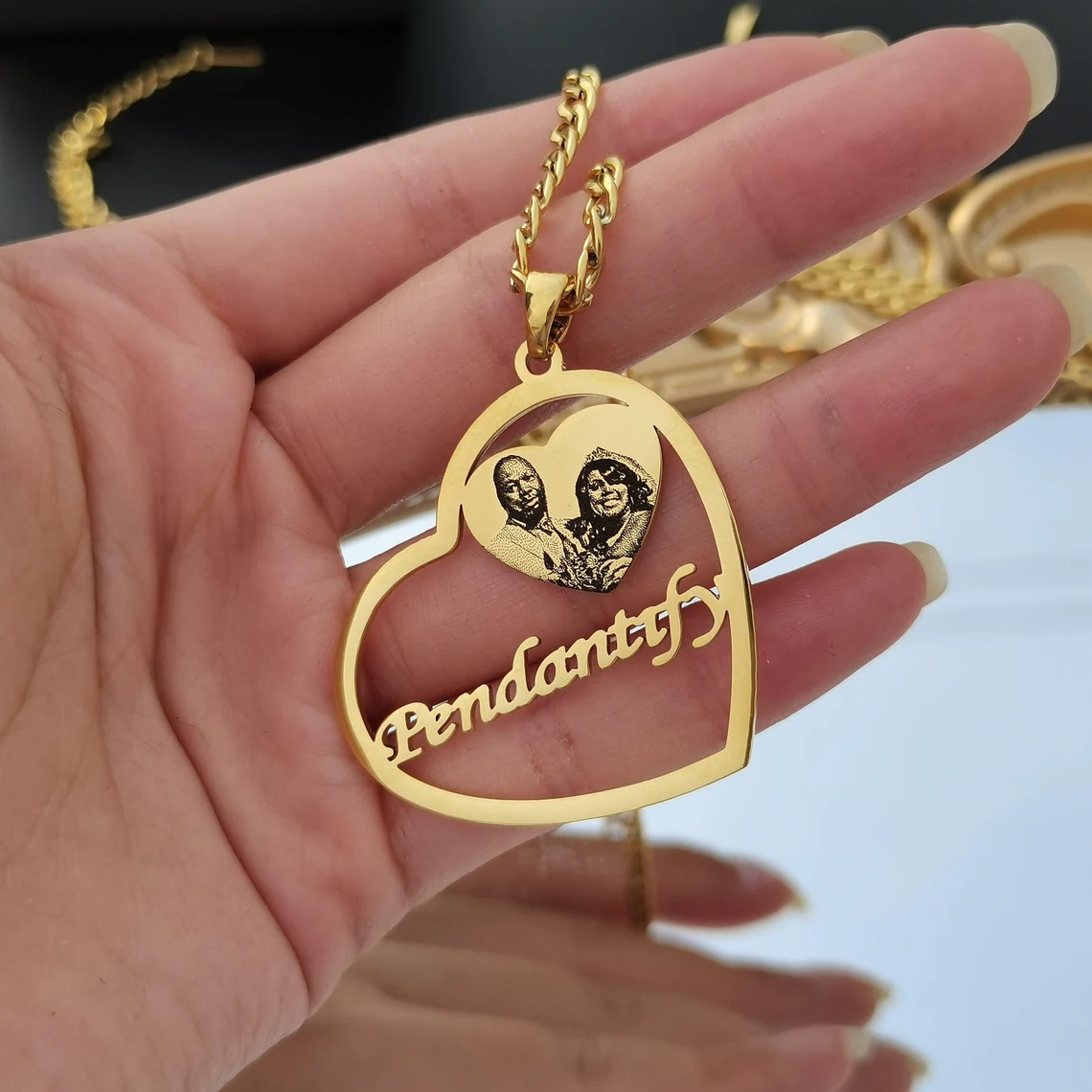 Photo Heart Personalized Custom Name Necklace -silviax
