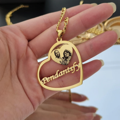 Photo Heart Personalized Custom Name Necklace -silviax
