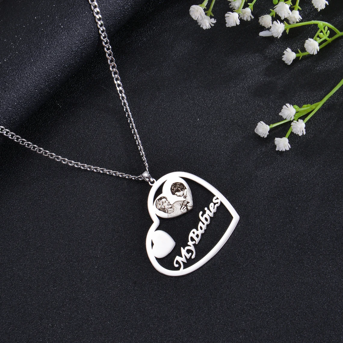 Photo Heart Personalized Custom Name Necklace -silviax