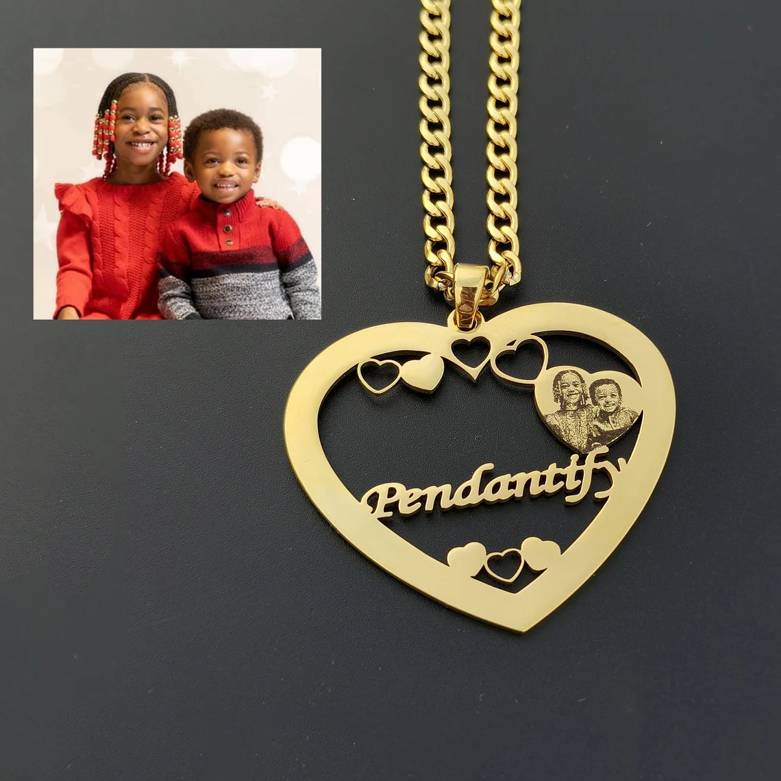 Photo Heart Personalized Custom Name Necklace -silviax