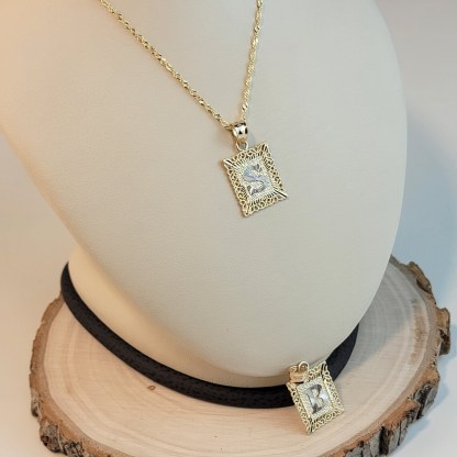Initial Square Gold Plate Pendant Necklace-silviax