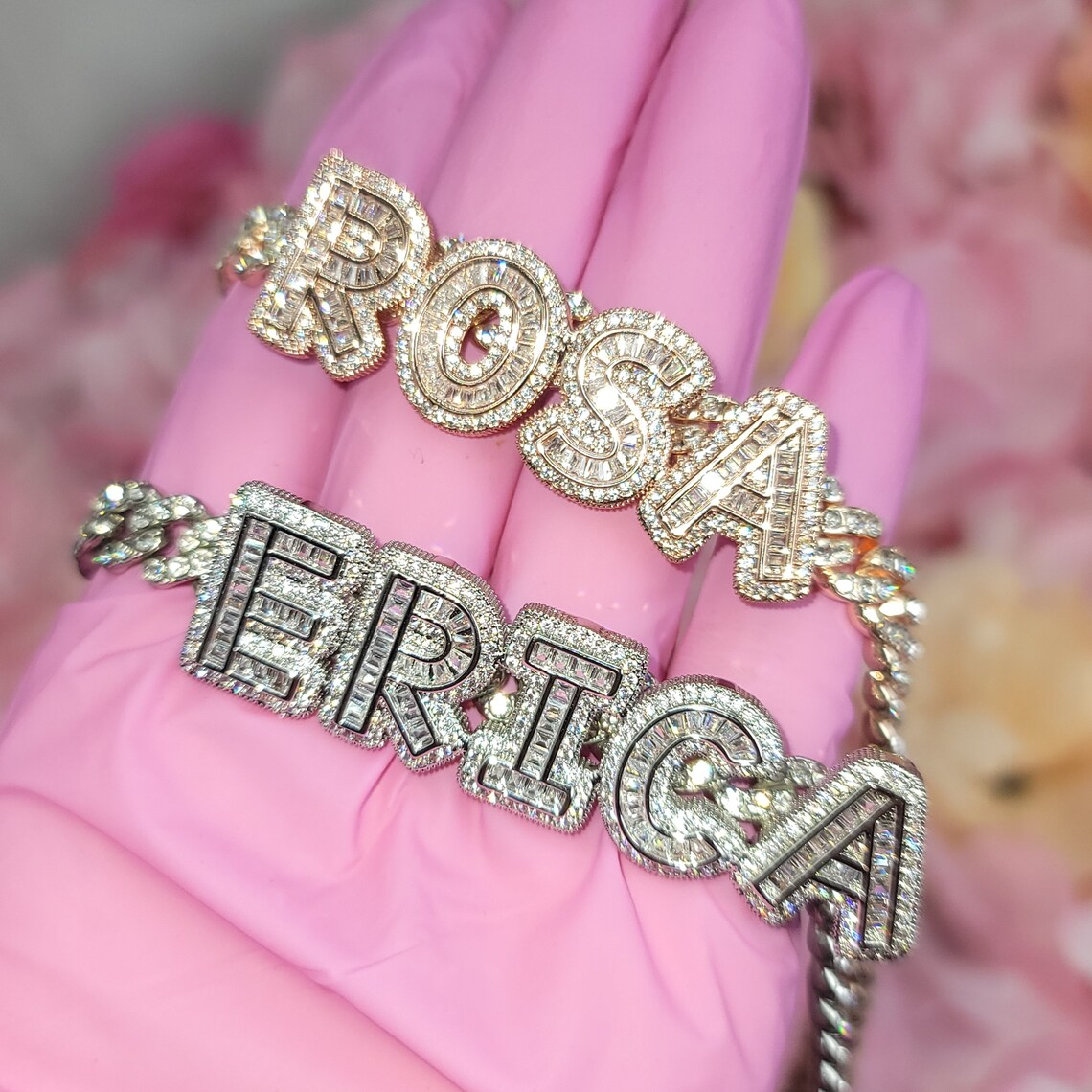 Cuban Chain Iced Out Sparkling Custom Nameplate Necklace -silviax