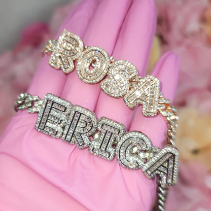 Cuban Chain Iced Out Sparkling Custom Nameplate Necklace -silviax