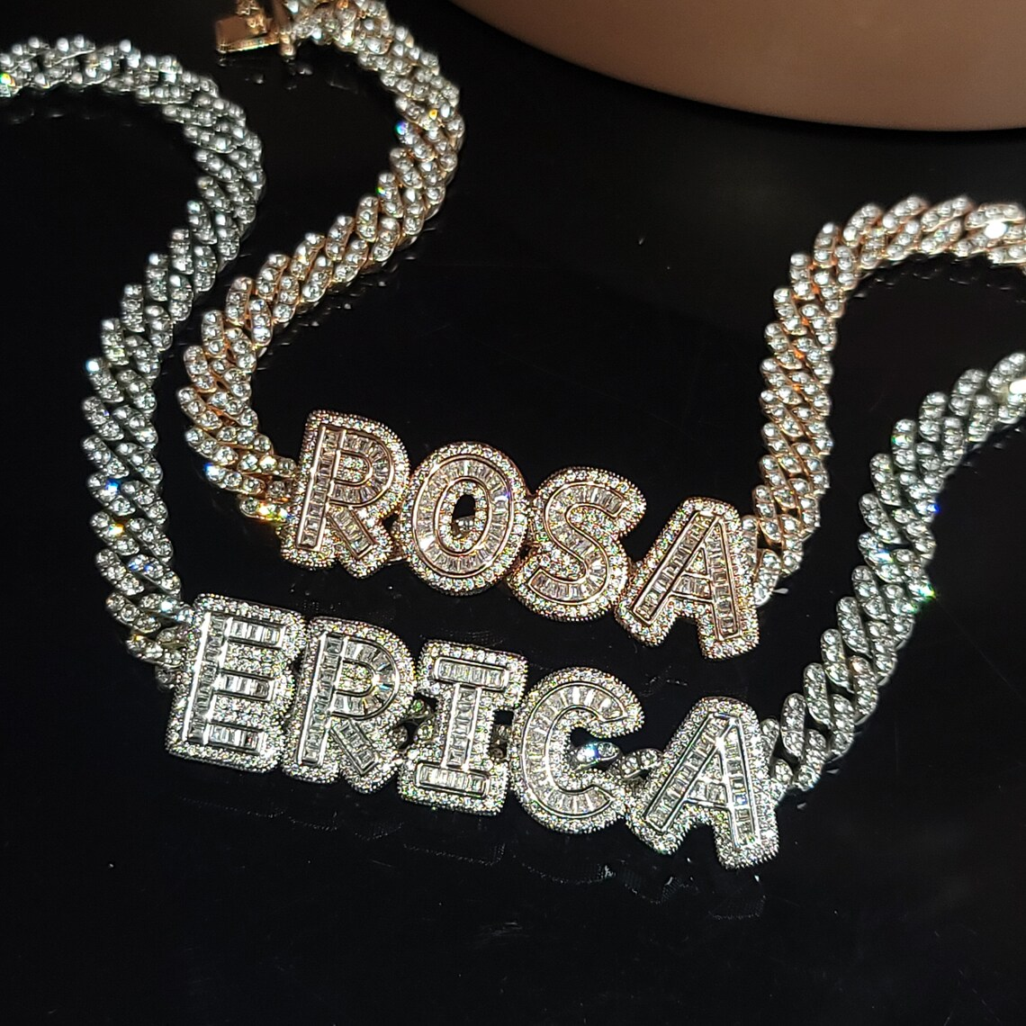 Cuban Chain Iced Out Sparkling Custom Nameplate Necklace -silviax