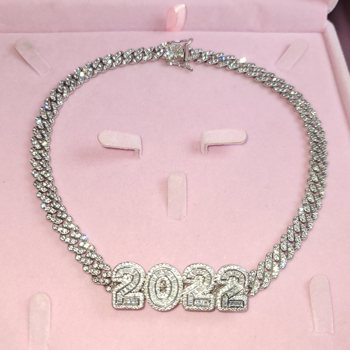 Cuban Chain Iced Out Sparkling Custom Nameplate Necklace -silviax