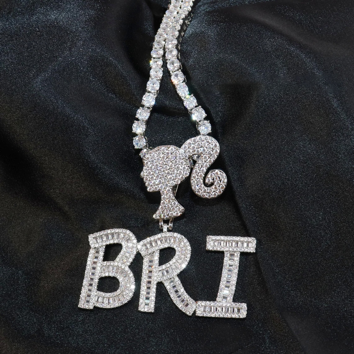 Tennis Chain 1-6 Letters Baby Girl Iced Out Custom Necklace-silviax