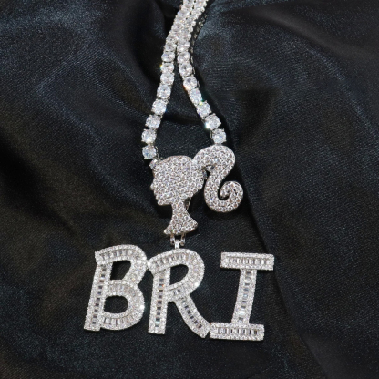 Tennis Chain 1-6 Letters Baby Girl Iced Out Custom Necklace-silviax
