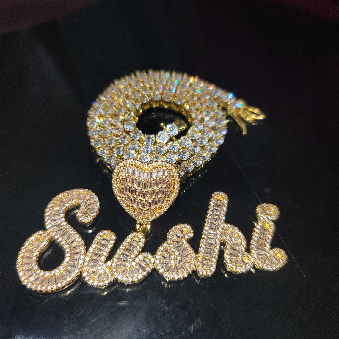 1-6 Baguette Letters Tennis Chain Iced Out Custom Necklace-silviax
