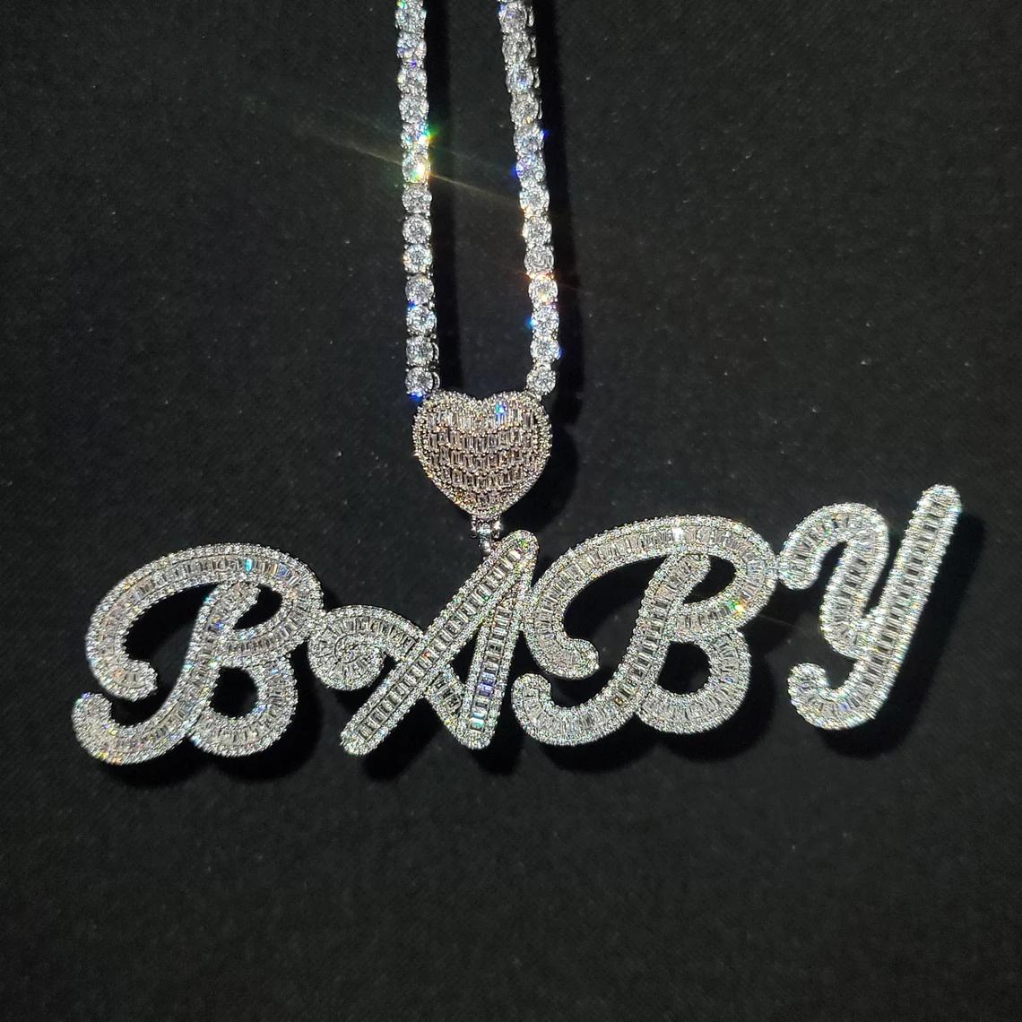 1-6 Baguette Letters Tennis Chain Iced Out Custom Necklace-silviax