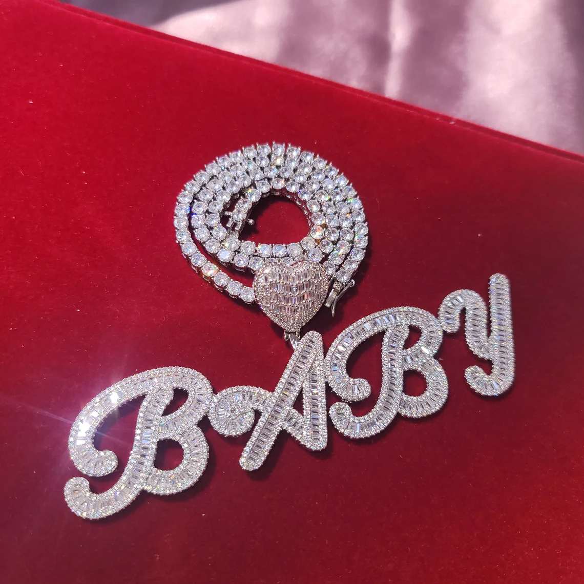 1-6 Baguette Letters Tennis Chain Iced Out Custom Necklace-silviax