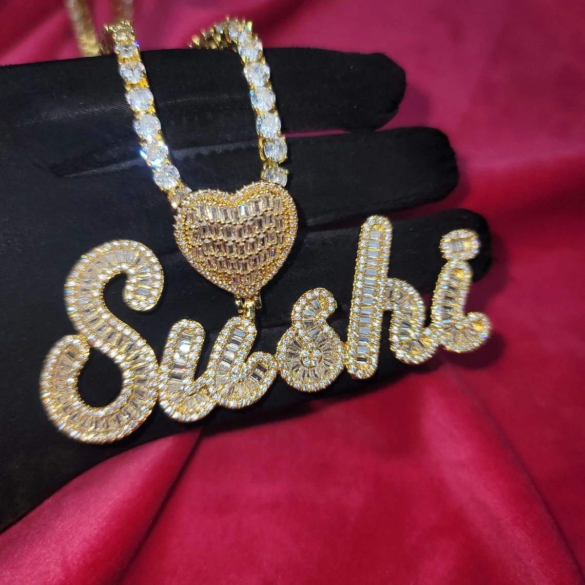 1-6 Baguette Letters Tennis Chain Iced Out Custom Necklace-silviax