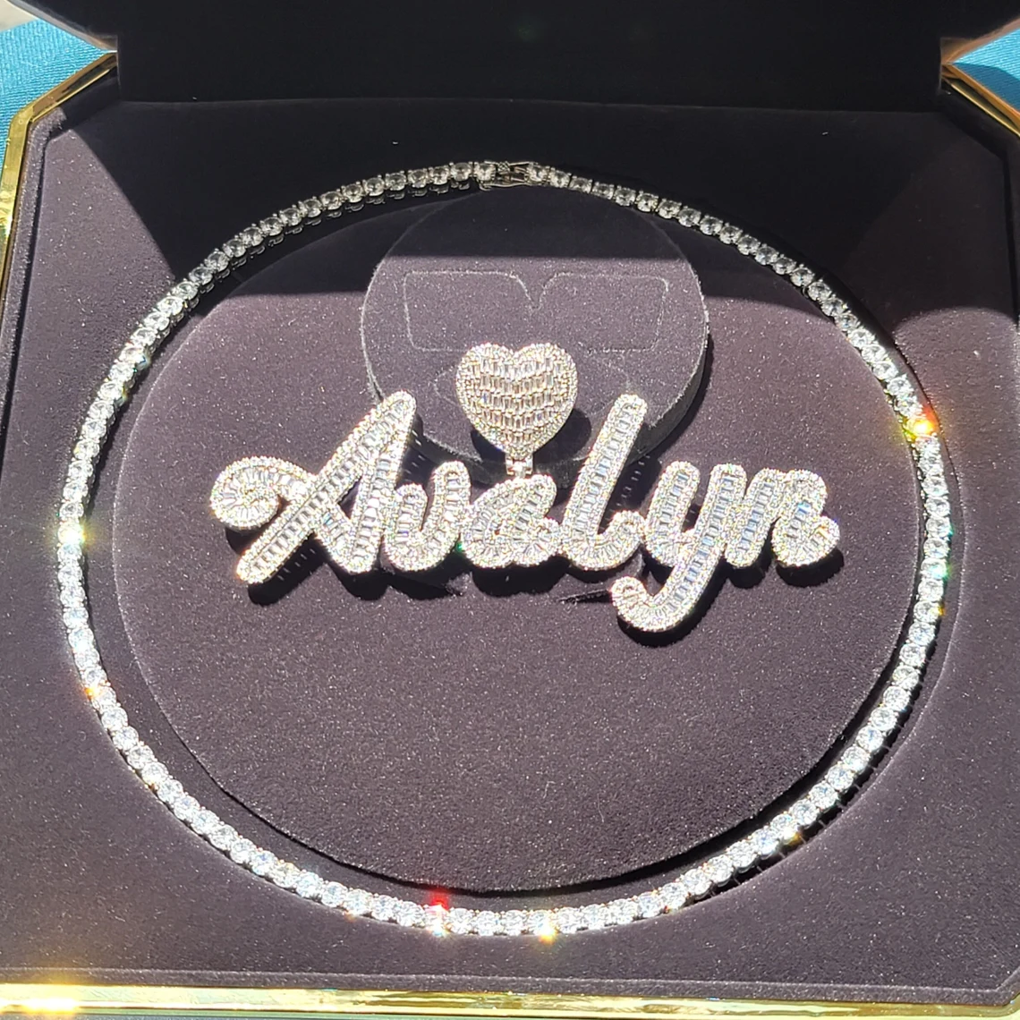 1-6 Baguette Letters Tennis Chain Iced Out Custom Necklace-silviax